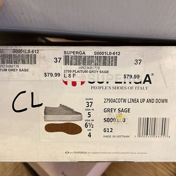 SUPERGA GREY WHITE SNEAKERS.  NEW. - Picture 9 of 12